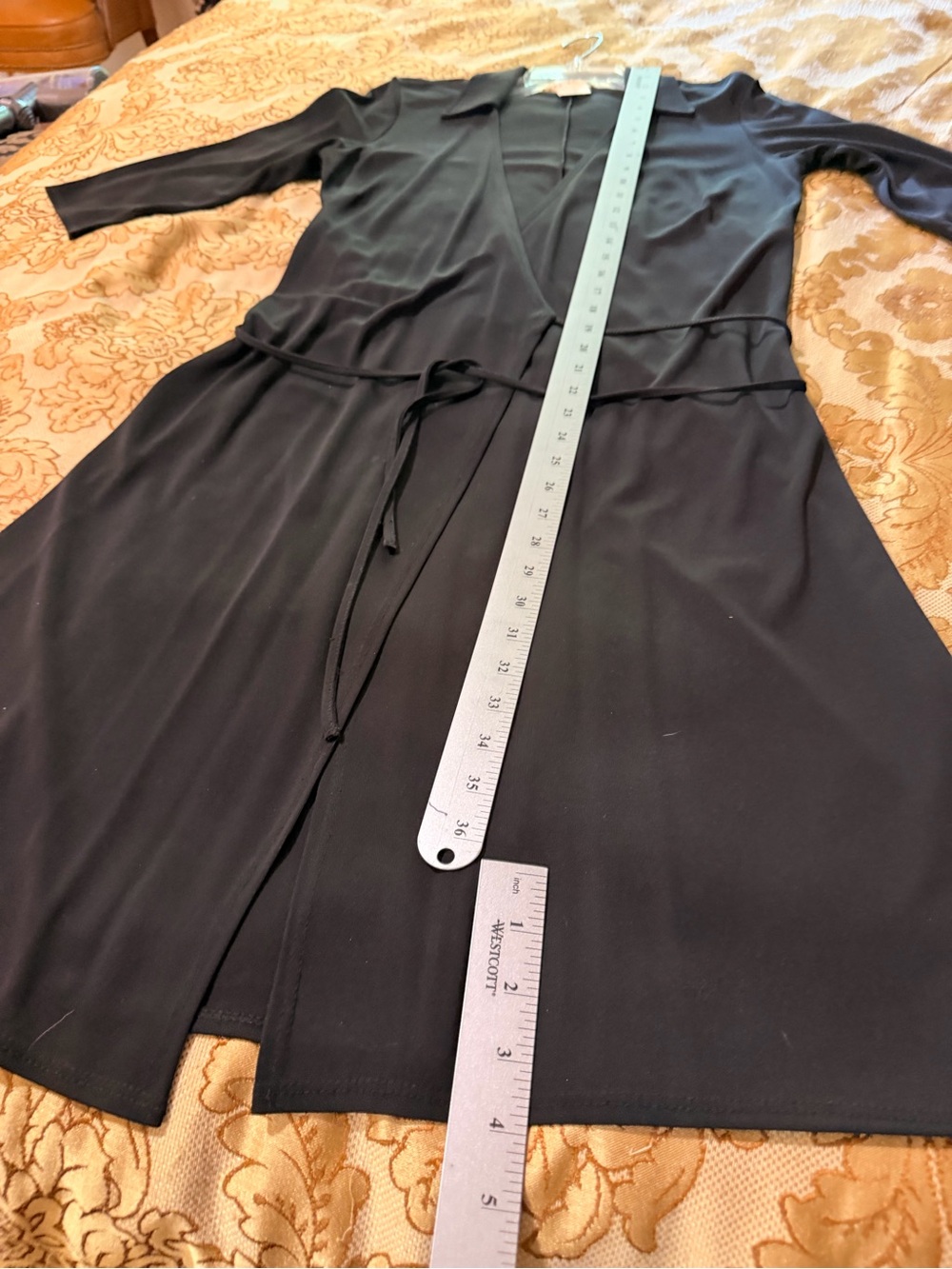 Max Studio Classic Black Wrap Dress with Tie Waist with Give and Stretch, Sz S - Picture 15 of 15